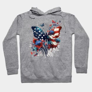 4th of July Floral Butterfly Vintage Hoodie